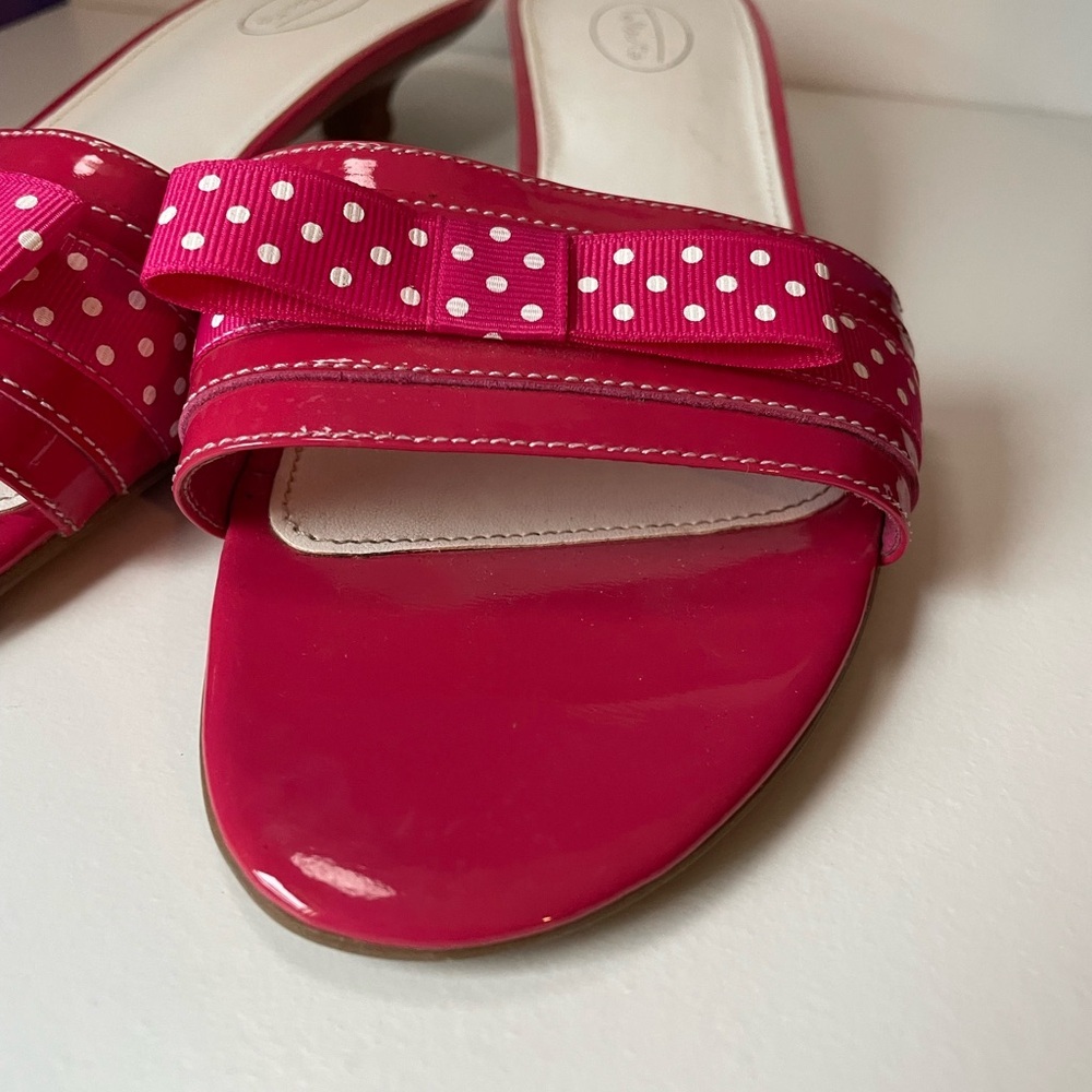 Talbots Pink Polka Dot Bow Kitten Heels Slides Sandals - Picture 3 of 7